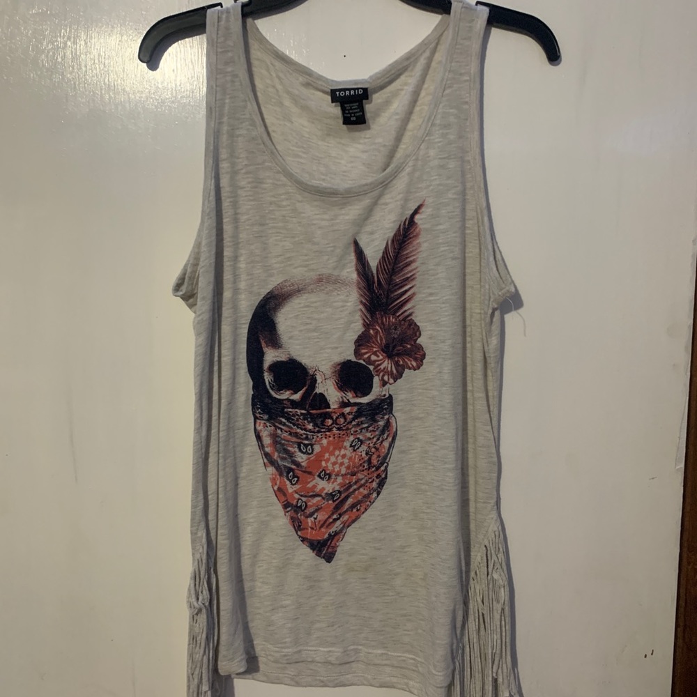 TORRID Skull tank top with fringe